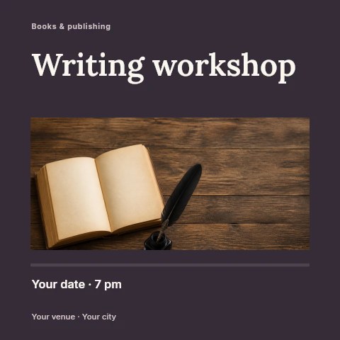 Writing workshop social media post template