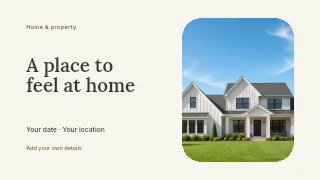 Home photo showcase presentation cover template · Horizontal photo dialogue