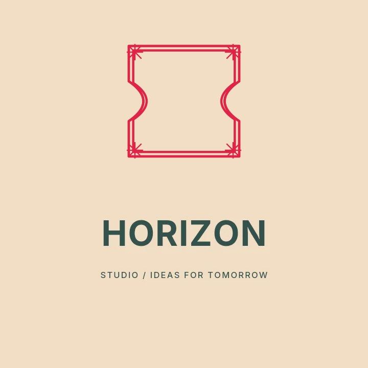 Ticket frame · fan ornaments and double border in Horizon studio · Illustrated logo
