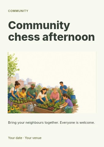 Community chess afternoon flyer template