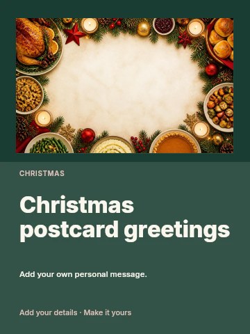 Christmas postcard greetings greeting card template