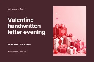 Valentine handwritten letter evening postcard template · Horizontal photo dialogue
