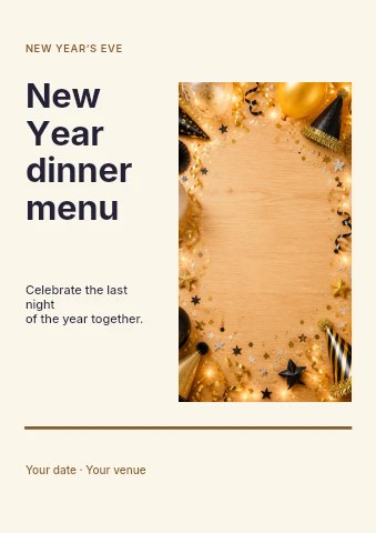 New Year dinner menu flyer template
