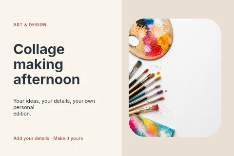 Collage making afternoon postcard template
