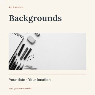 Backgrounds · Title & photograph