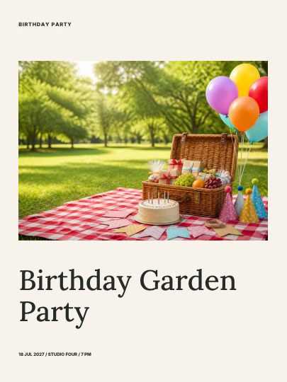 Birthday Garden Party · Editorial poster template