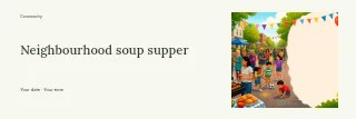Neighbourhood soup supper banner template · Horizontal photo dialogue