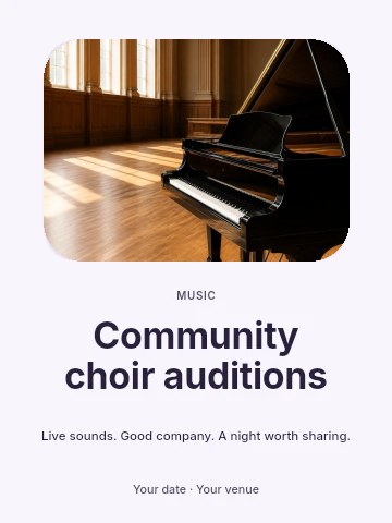 Community choir auditions invitation template