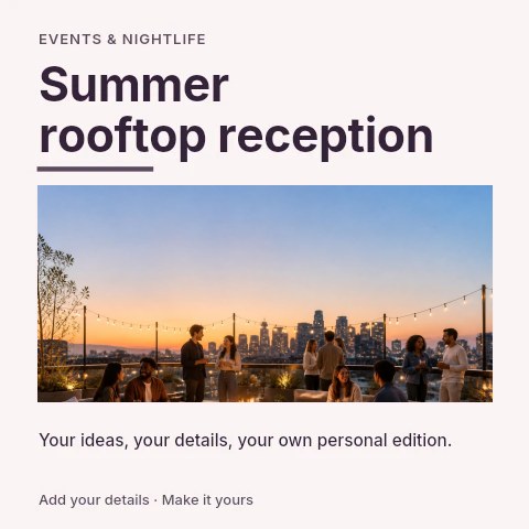 Summer rooftop reception social media post template