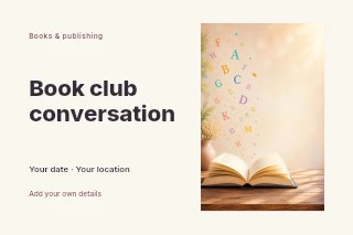 Book club conversation postcard template · Horizontal photo dialogue