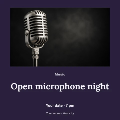 Open microphone night social media post template