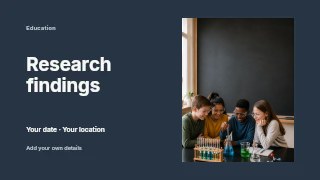 Research Findings presentation cover template · Horizontal photo dialogue