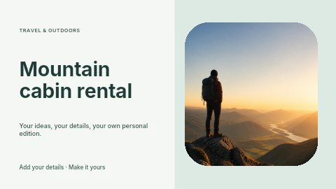 Hiker overlooking sunset mountain river in Mountain cabin rental youtube thumbnail template