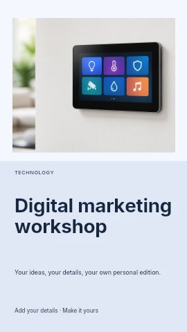 Wall-mounted smart home control panel in Digital marketing workshop instagram story template