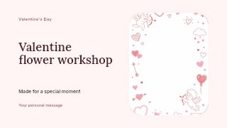 Valentine flower workshop presentation cover template · Horizontal photo dialogue