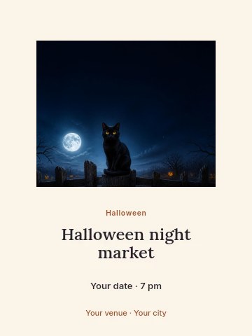 Halloween night market poster template