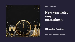 New Year retro vinyl countdown presentation cover template · Horizontal photo dialogue