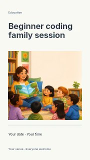 Beginner coding family session instagram story template · Title & photograph