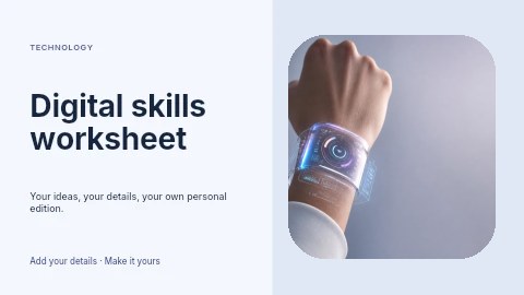 Digital skills worksheet presentation cover template