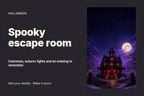 Spooky escape room postcard template