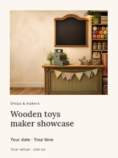 Wooden toys maker showcase poster template · Gallery editorial