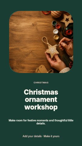 Christmas ornament workshop instagram story template