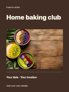 Home baking club greeting card template · Title & photograph