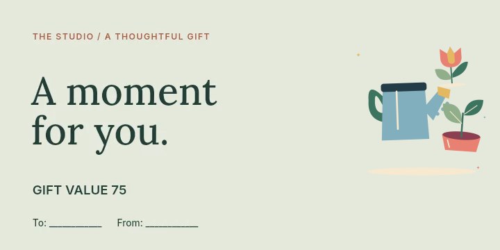 Mother's Day garden with a watering can and seedling in A moment for you · Wellness gift voucher
