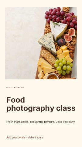 Food photography class instagram story template