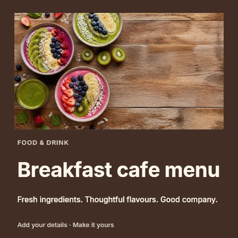 Breakfast cafe menu social media post template