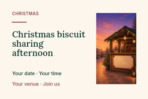 Christmas biscuit sharing afternoon postcard template · Horizontal photo dialogue