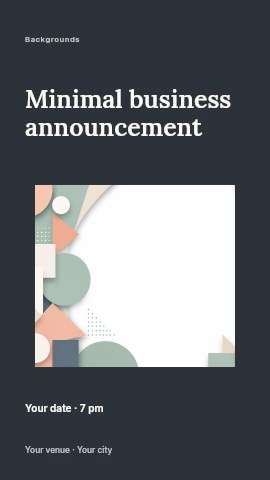Pastel geometric shapes background in Minimal business announcement instagram story template
