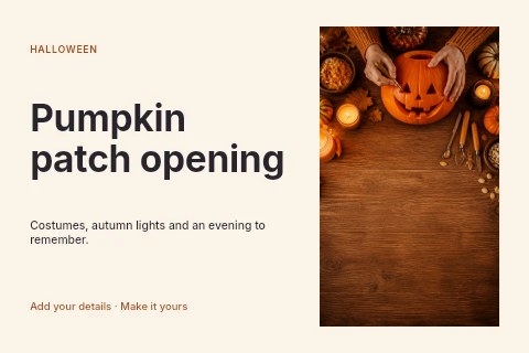 Pumpkin patch opening postcard template