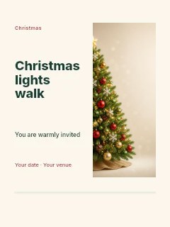 Christmas lights walk greeting card template · Split portrait