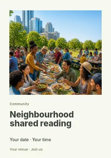 Neighbourhood shared reading flyer template · Gallery editorial