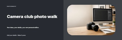 Camera club photo walk banner template
