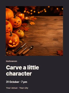 Pumpkin carving workshop photo layout poster template · Gallery editorial