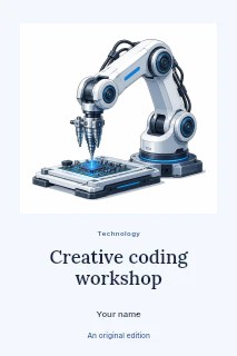 Creative coding workshop book cover template · Quiet photo gallery