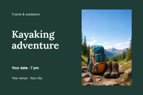 Kayaking adventure postcard template