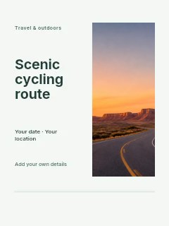 Winding road to desert mesas at sunset in Scenic cycling route · Split portrait