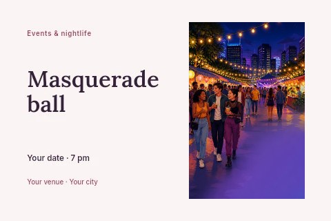 Masquerade ball postcard template