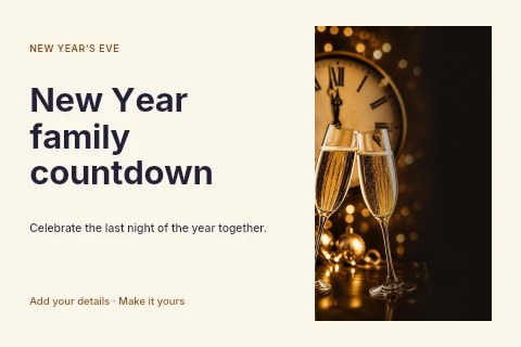 New Year family countdown postcard template