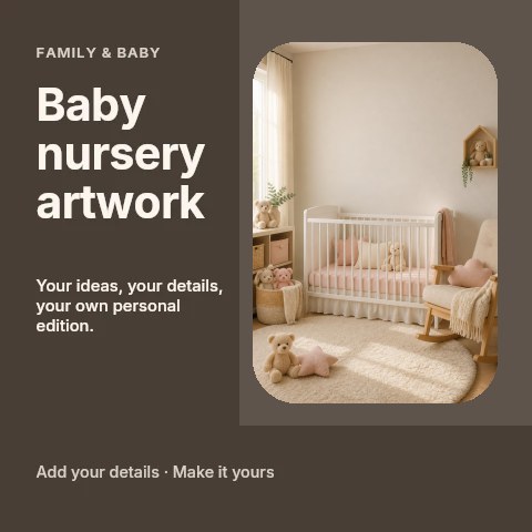 Baby nursery artwork social media post template