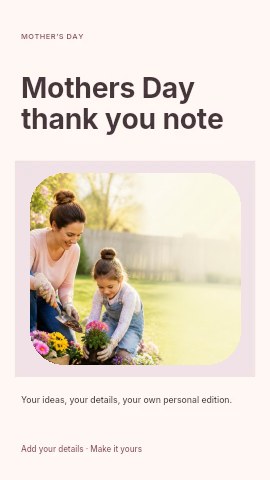 Mothers Day thank you note instagram story template