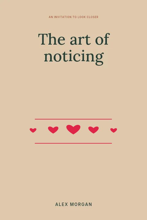 Heart divider · 5 motifs in a tapered in The art of noticing · Book cover