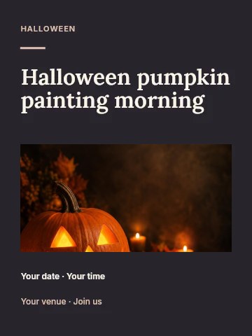 Halloween pumpkin painting morning poster template · Gallery editorial