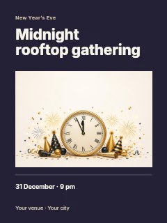 Midnight rooftop gathering invitation template · Title & photograph