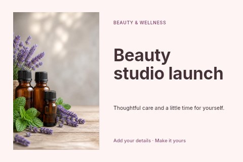 Beauty studio launch postcard template