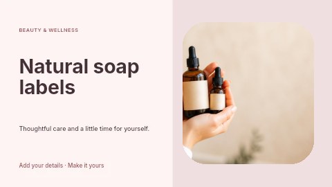 Hands holding amber cosmetic dropper bottles in Natural soap labels youtube thumbnail template