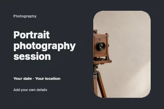 Vintage wooden large format camera on tripod in Portrait photography session · Horizontal photo dialogue